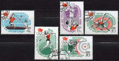 Sowjetunion, Mi-Nr. 4478 - 4482 gest., kompl., Olympische Sommerspiele Montreal 1976