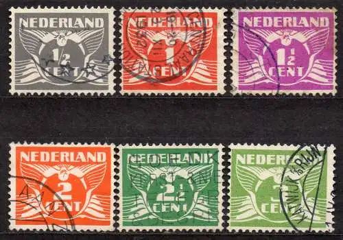 Niederlande, Mi-Nr. 171 A, 172 A, 173 A, 174 A, 175 A + 176 A gest., Fliegende Taube