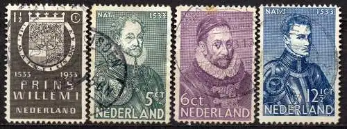 Niederlande, Mi-Nr. 257 - 260 gest., kompl., 400. Geburtstag von Wilhelm I. von Oranien