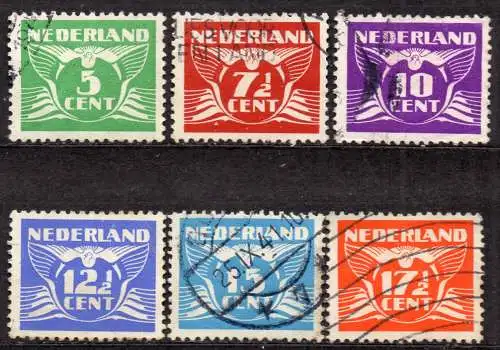 Niederlande, Mi-Nr. 380, 381, 382, 383, 384 + 385 gest., Fliegende Taube