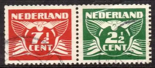 Niederlande, Mi-Nr. 381 + 175 E b ZD gest., Fliegende Taube