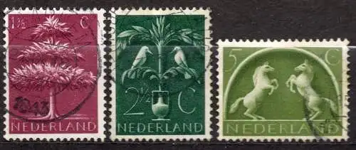 Niederlande, Mi-Nr. 406, 408 + 411 gest., Germanische Symbole