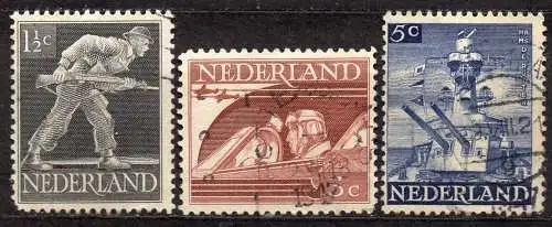 Niederlande, Mi-Nr. 428, 430 + 431 gest., Freimarken der Londoner Exilregierung