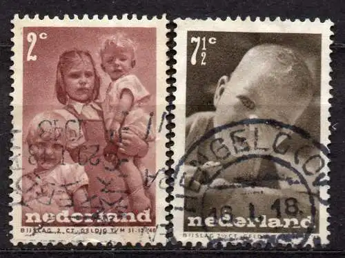 Niederlande, Mi-Nr. 495 + 497 gest., "Voor het Kind" 1947