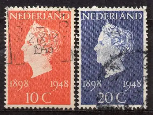 Niederlande, Mi-Nr. 507 - 508 gest., kompl., 50. Regierungsjubiläum der Königin Wilhelmina