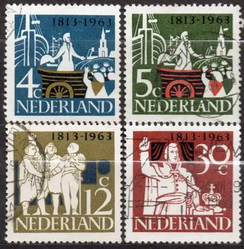 Niederlande, Mi-Nr. 813 - 816 gest., kompl., 150. Jahrestag der Wiederherstellung der Unabhängigkeit