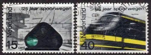 Niederlande, Mi-Nr. 824 - 825 gest., kompl., 125 Jahre Eisenbahn in den Niederlanden