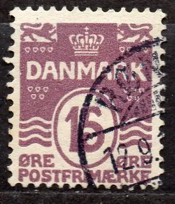 Dänemark, Mi-Nr. 46 gest., Wellenlinien mit 18 Herzchen