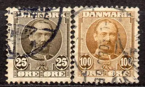 Dänemark, Mi-Nr. 56 + 59 gest., König Frederik VIII.