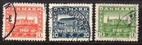 Dänemark, Mi-Nr. 110, 111 + 114 gest., Vereinigung Nordschleswigs mit Dänemark