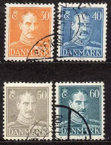 Dänemark, Mi-Nr. 273, 275, 276 + 277 gest., König Christian X.