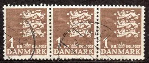 Dänemark, Mi-Nr. 289 x gest., 3´er-Streifen, Kleines Reichswappen