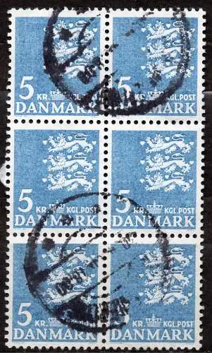 Dänemark, Mi-Nr. 291 y gest., 6´er-Bogen, Kleines Rreichswappen