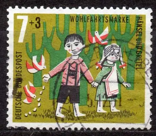 BRD, Mi-Nr. 369 gest., Wohlfahrt 1961, Märchen der Brüder Grimm: Hänsel und Gretel