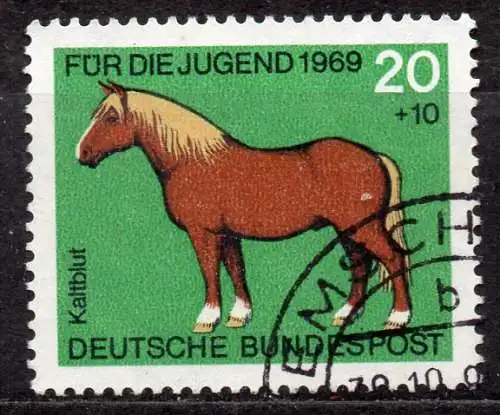 BRD, Mi-Nr. 579 gest., Jugend 1969, Pferde