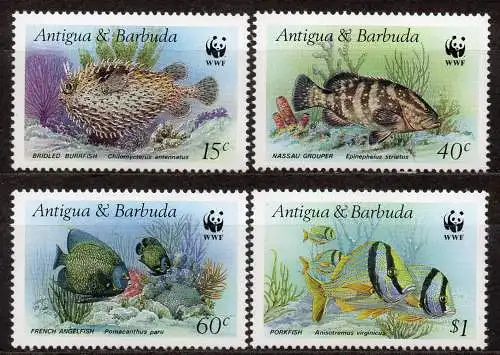 Antigua & Barbuda, Mi-Nr. 1010 - 1013 **, kompl., Fische WWF