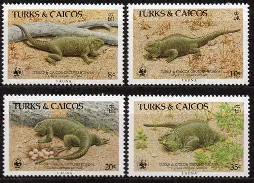 Turks- & Caicos-Inseln, Mi-Nr. 777 - 780 **, kompl., Leguane WWF