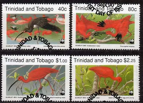 Trinidad & Tobago, Mi-Nr. 596 - 599 gest., kompl., Vögel WWF