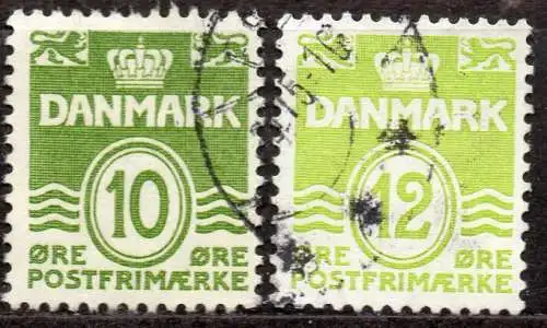 Dänemark, Mi-Nr. 328 x + 332 x gest., Wellenlinien