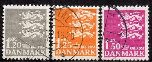 Dänemark, Mi-Nr. 400 x - 402 x gest., kompl., Kleines Reichswappen