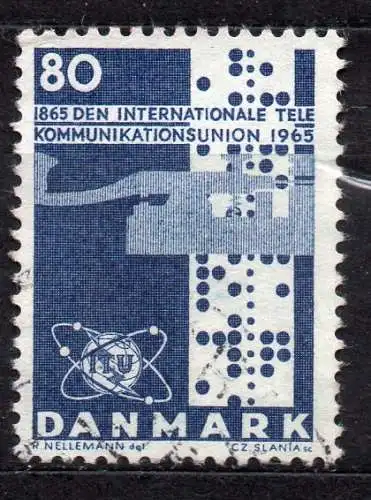 Dänemark, Mi-Nr. 431 x gest., 100 Jahre Internationale Fernmeldeunion