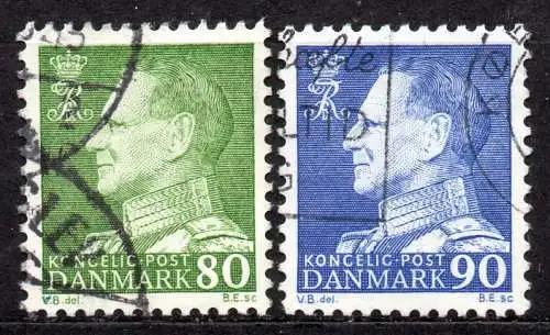 Dänemark, Mi-Nr. 459 + 460 gest., König Frederik IX.