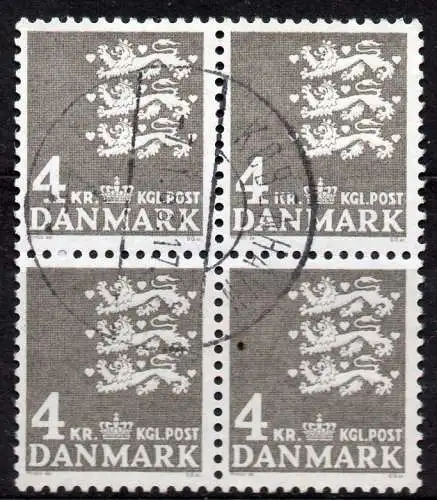 Dänemark, Mi-Nr. 484 gest., 4´er-Block, Kleines Reichswappen