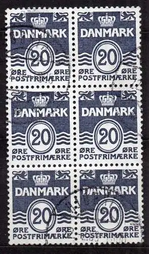 Dänemark, Mi-Nr. 556 gest., 6´er-Bogen, Wellenlinien