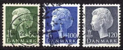 Dänemark, Mi-Nr. 559 y, 561 y + 562 y gest., Königin Margrethe II. 