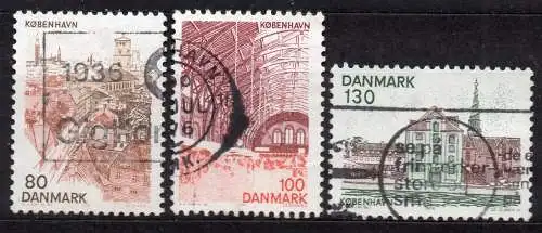 Dänemark, Mi-Nr. 618, 619 + 620 gest., Dänische Regionen: Kopenhagen