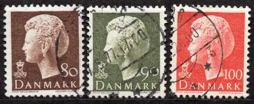 Dänemark, Mi-Nr. 622 y, 623 y + 624 x gest., Königin Margrethe II. 