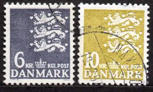 Dänemark, Mi-Nr. 625 +626 gest., Kleines Reichswappen