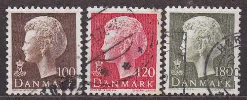 Dänemark, Mi-Nr. 649, 650 + 651 gest., Königin Margrethe II. 