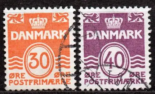 Dänemark, Mi-Nr. 744 - 745 gest., kompl., Wellenlinien