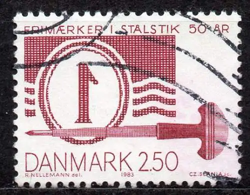 Dänemark, Mi-Nr. 771 gest., 50. Jahrestag der Herstellung der 1. dänischen Freimarke