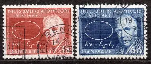 Dänemark, Mi-Nr. 417 x - 418 x gest., kompl., 50 Jahre Bohrsches Atommodell