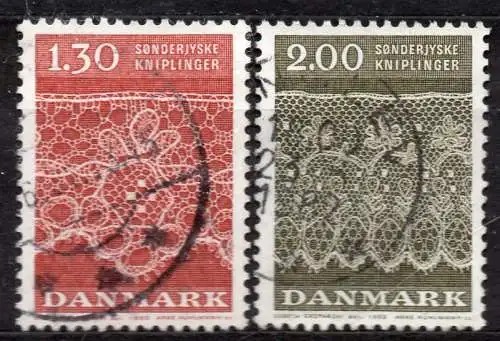 Dänemark, Mi-Nr. 716 + 717 gest., Dänische Klöppelspitzen