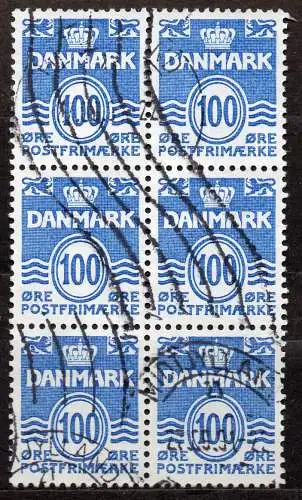 Dänemark, Mi-Nr. 774 gest., 6´er-Block, Wellenlinien