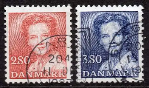 Dänemark, Mi-Nr. 823 + 825 gest., Königin Margrethe II. 