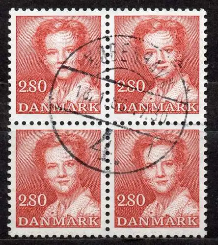 Dänemark, Mi-Nr. 823 gest., 4´er-Block, Königin Margrethe II. 