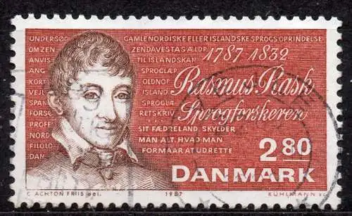 Dänemark, Mi-Nr. 903 gest., 200. Geburtstag von Rasmus Rask