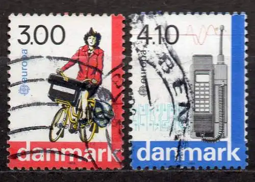 Dänemark, Mi-Nr. 921 - 922 gest., kompl., Europa 1988: Transport- und Kommunikationsmittel