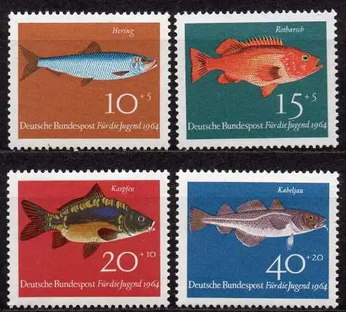 BRD, Mi-Nr. 412 - 415 **, kompl., Jugend 1964: Fische