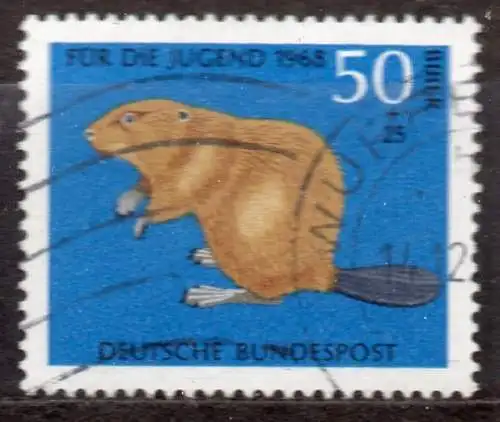 BRD, Mi-Nr. 552 gest., Jugend 1968: Biber