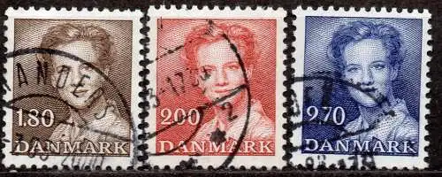 Dänemark, Mi-Nr. 753 - 755 gest., kompl., Königin Margrethe II. 