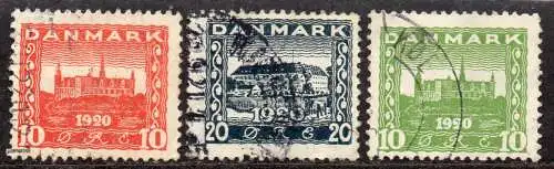 Dänemark, Mi-Nr. 110, 111 + 114 gest., Vereinigung Nordschleswigs mit Dänemark