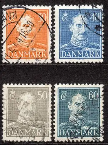 Dänemark, Mi-Nr. 273, 275, 276 + 277 gest., König Christian X.