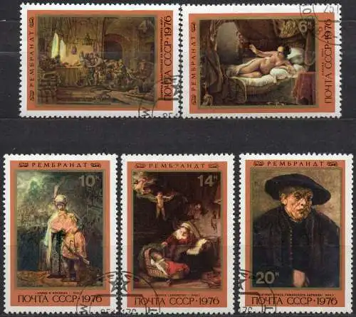 Sowjetunion, Mi-Nr. 4551 - 4555 gest., kompl., 370. Geburtstag von Rembrandt