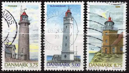 Dänemark, Mi-Nr. 1132, 1133 + 1135 gest., Leuchttürme