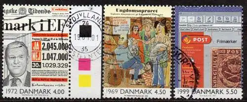 Dänemark, Mi-Nr. 1263, 1264 + 1266 gest., Ereignisse des 20. Jahrhunderts